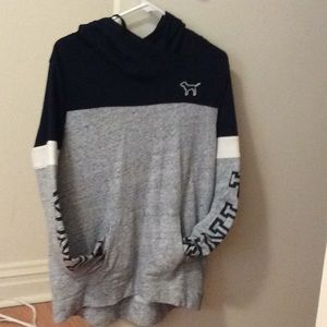 Colorblock cowl neck pull over hoodie